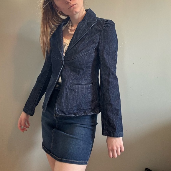 Old Navy Denim Ribbed Blazer Jacket. - Picture 2 of 6